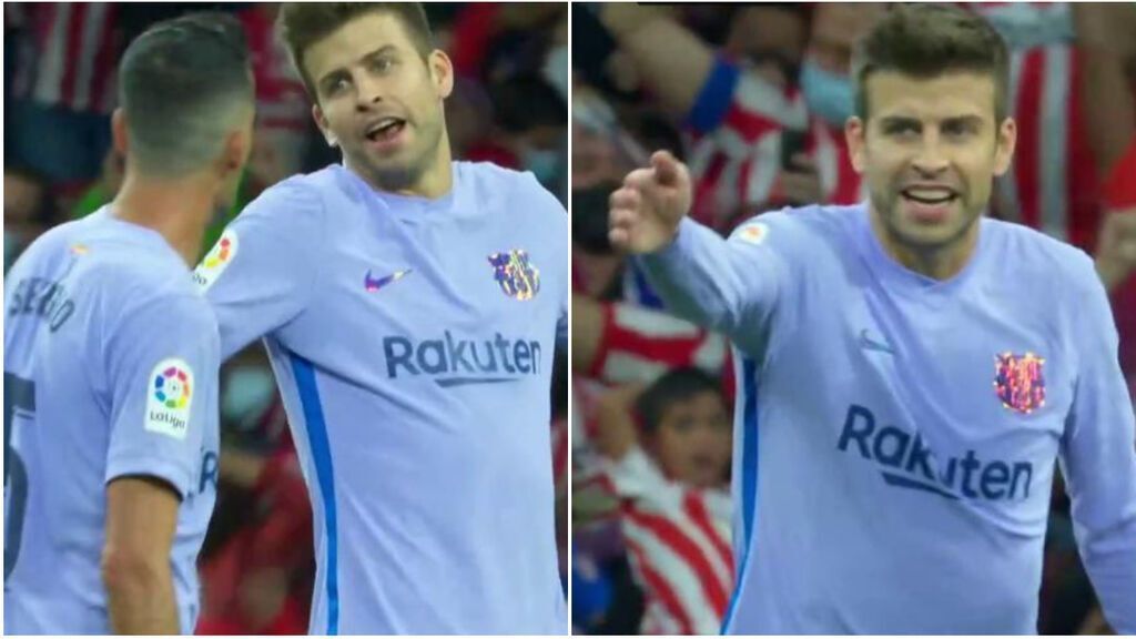 La discusión entre Piqué y Busquets contra el Atleti La discusión entre Piqué y Busquets contra el Atleti