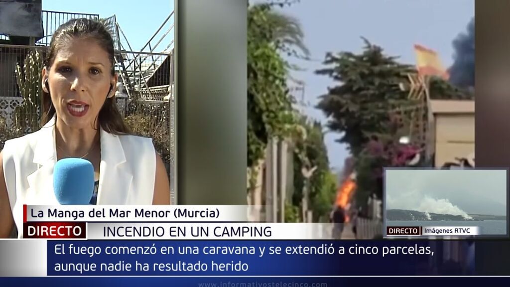 Incendio en el Camping Villas Caravaning en La Manga: el fuego se originó por el chispazo en un suministro