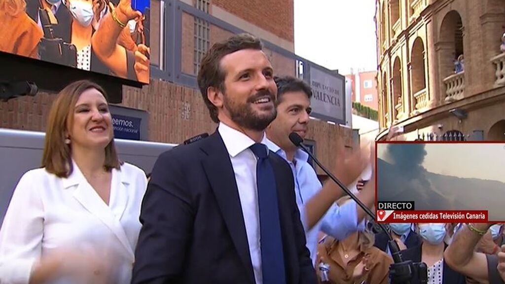 Pablo Casado agradece emocionado el desborde de la plaza de toros de Valencia