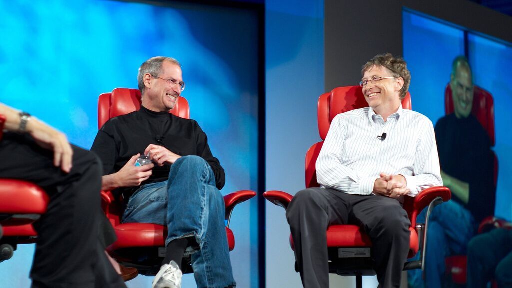 Steve Jobs y Bill Gates en 2007
