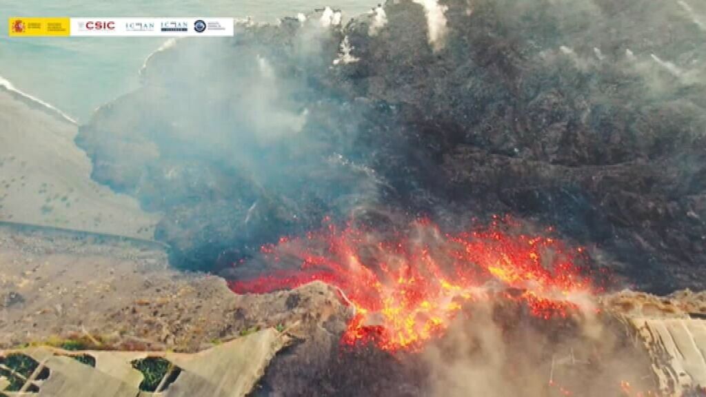 Un dron del CSIC muestra es estado del volcán antes del último derrumbe en el cono