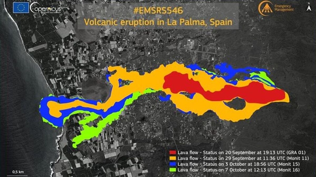 La lava cubre ya 480,5 hectáreas en La Palma y afecta o destruye 1.149 edificaciones