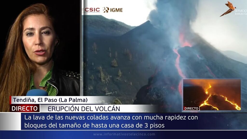 Las nuevas coladas del volcán de La Palma avanzan con rapidez
