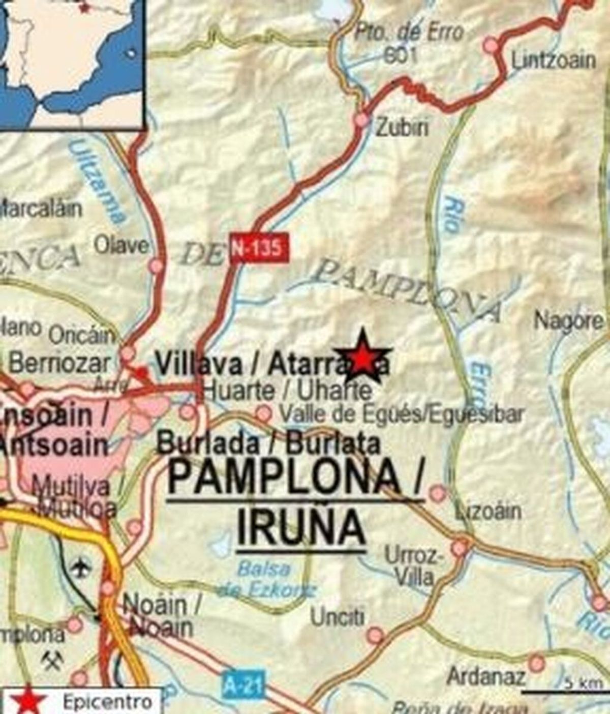 Un temblor sísmico de 3,6 grados se siente en Pamplona y su comarca