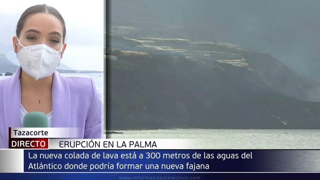 La colada norte de lava del volcán de La Palma avanza hacia el mar y podría crear otra fajana