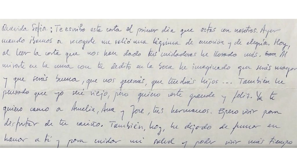 Carta de José Bono a su hija Sofía tras adoptarla