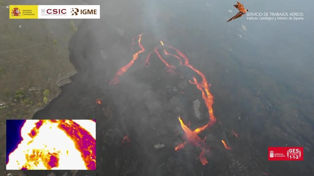 Las coladas de lava a vista de dron con cámaras térmicas