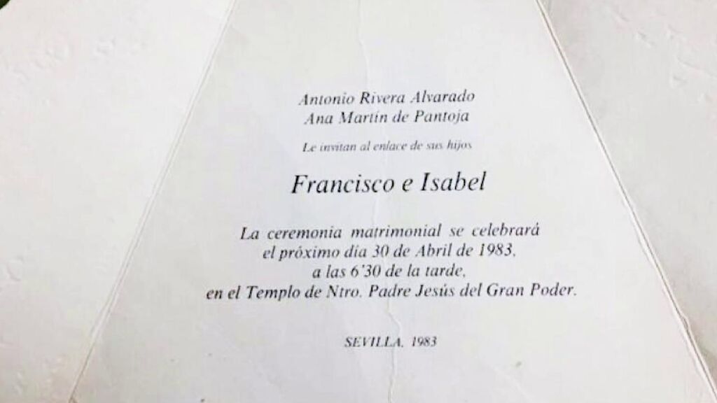 La invitación a la boda de Isabel Pantoja y Paquirri