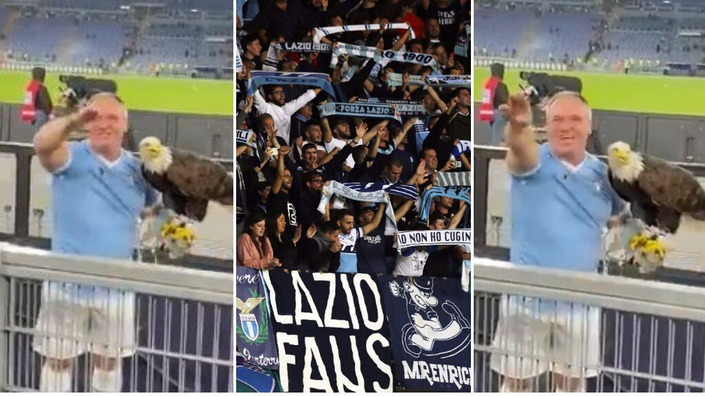 El adiestrador español del águila de la Lazio, pillado haciendo saludos fascistas con sus aficionados