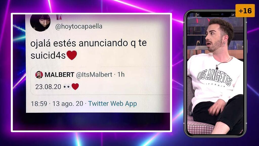 Malbert y los duros mensajes de sus haters: “Ojalá estés anunciando el día que te suicidas”