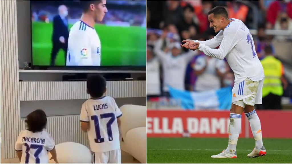 La locura de los hijos de Lucas Vázquez al ver su gol en El Clásico: "¡Bien, Papá!"