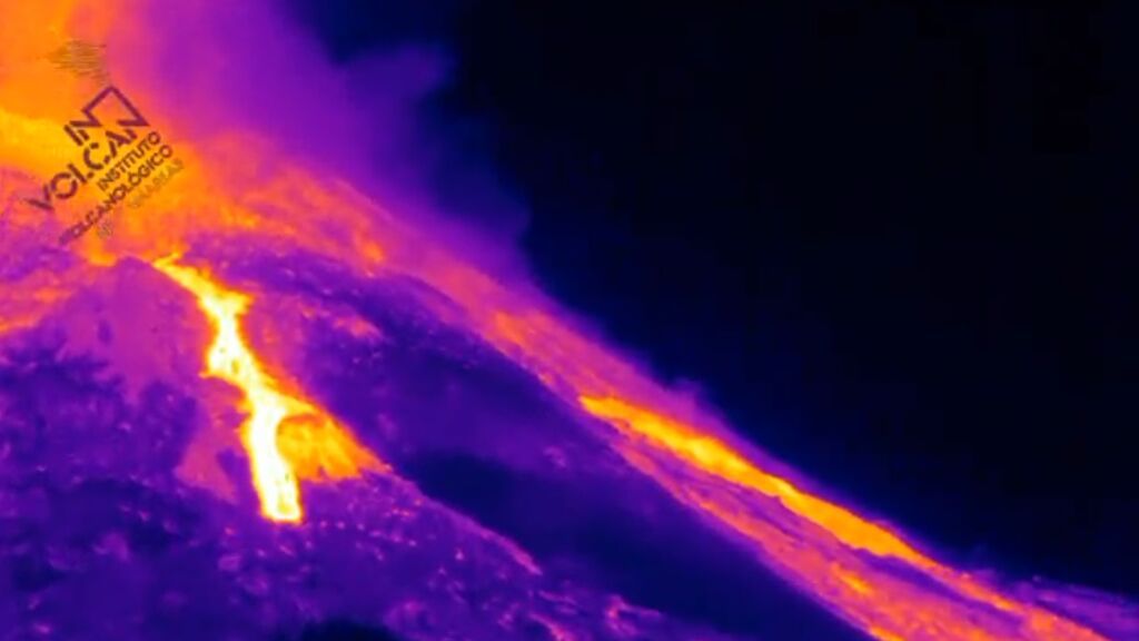 El volcán de La Palma, visto con infrarrojos