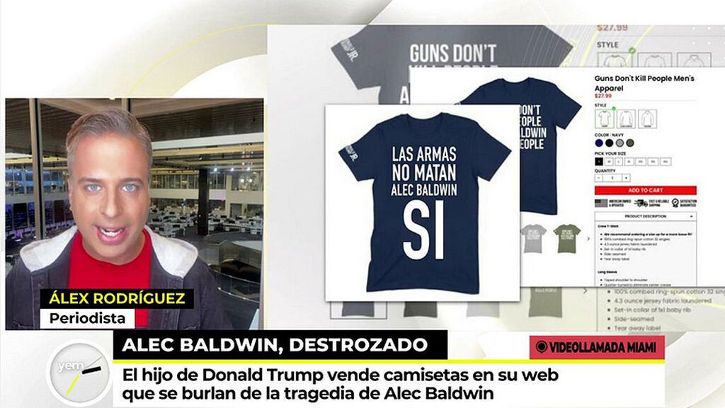Donald Trump Jr. se venga del actor: Vende camisetas con la leyenda “Las armas no matan, Alex Baldwin sí”
