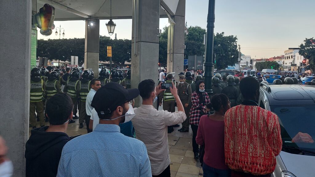 Manifestación contra el pase de vacunación en Rabat.