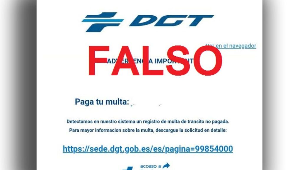 La DGT avisa de una nueva estafa con supuestas multas de tráfico que se reciben por email