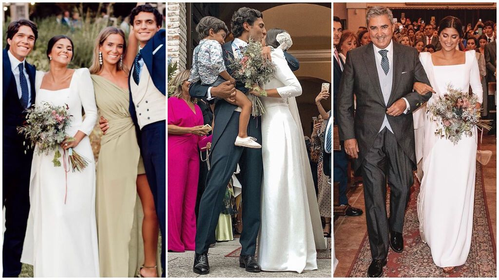 El vestido de novia de María García de Jaime, al detalle: diseñado por Flor Fuertes, con un corte tradicional y un velo XL.