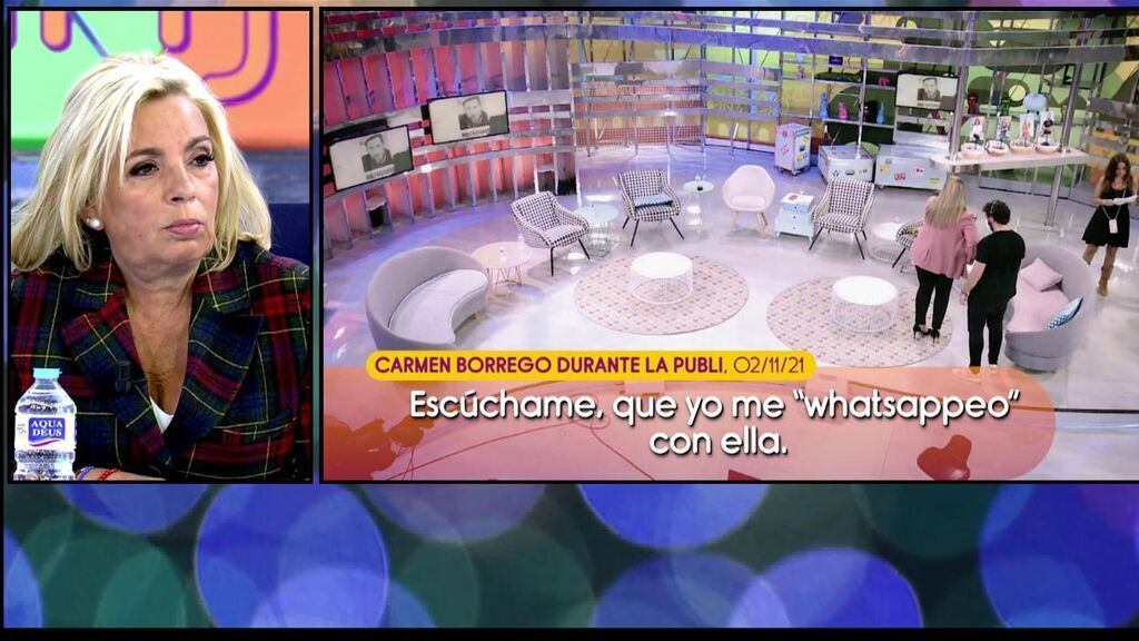 Carmen Borrego escucha en 'Sálvame' los audios de su conversación con Belén Esteban