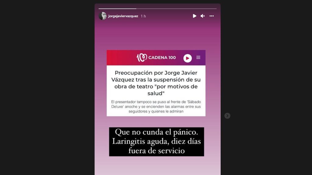 La publicación de Jorge Javier Vázquez en Instagram