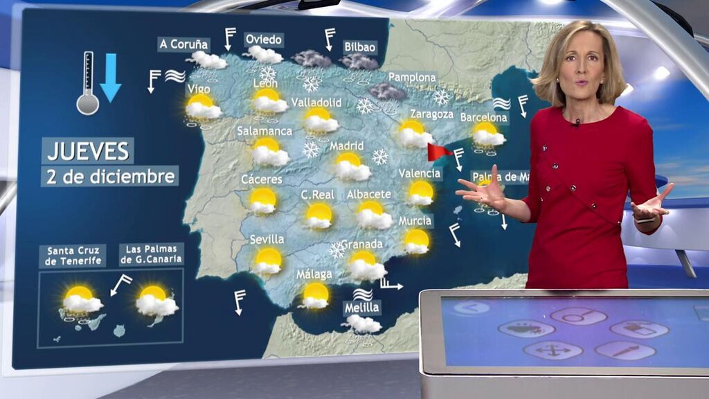 Nieve a 500 metros y heladas nocturnas: el tiempo para el jueves en España