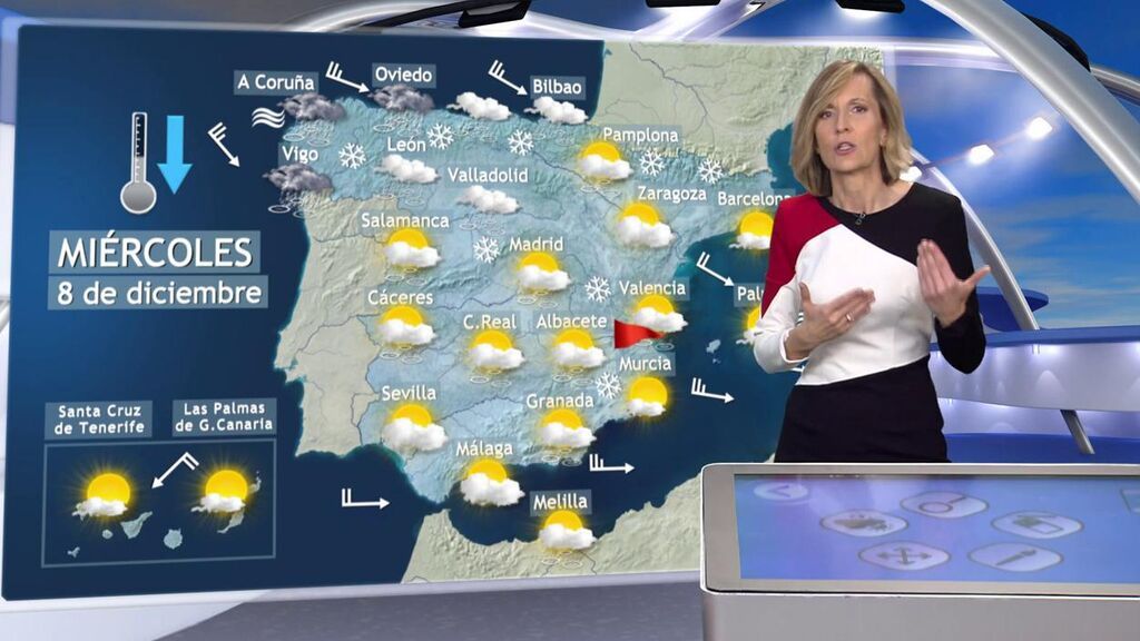 Las nevadas se intensifican el miércoles en estas zonas de España por la borrasca Barra