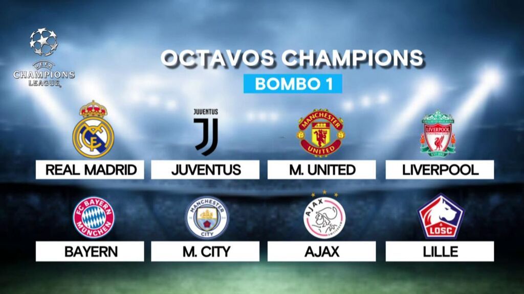 Bombo 1 del sorteo de los octavos de final de la Champions