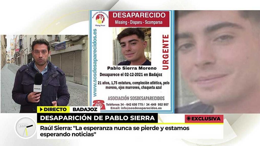 Raúl Sierra, hermano del joven desaparecido en Badajoz: “La esperanza nunca se pierde y estamos esperando noticias”