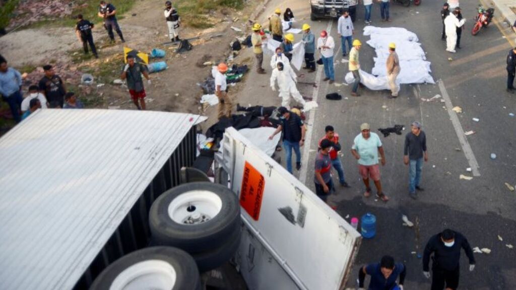 Accidente de un camión cargado de inmigrantes en México