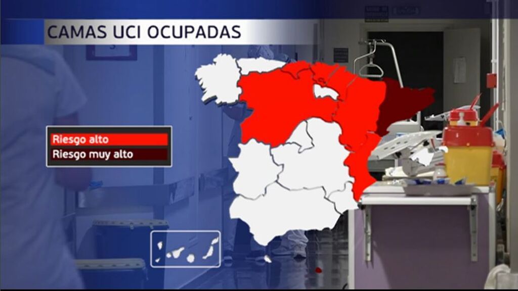 Cataluña y Melilla presentan un riesgo muy alto en la ocupación de sus UCI por pacientes con coronavirus