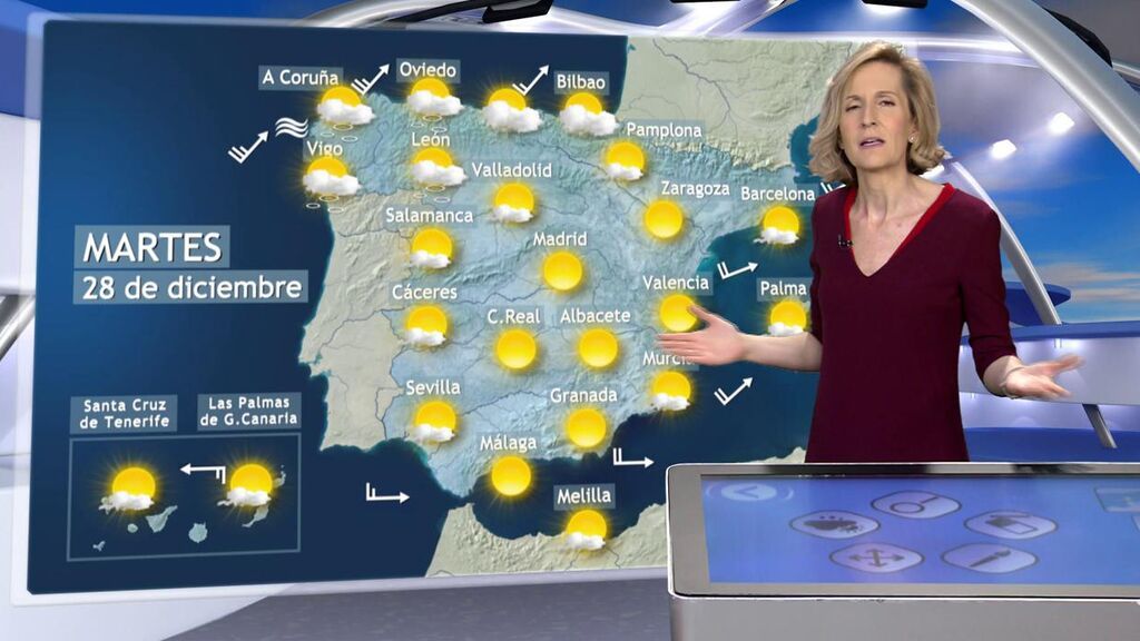 Tiempo anticiclónico y temperaturas más altas de lo normal: la previsión para el martes, 28 de diciembre