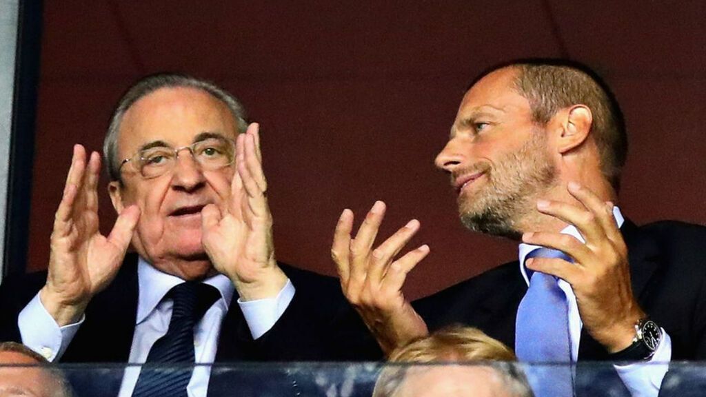 Florentino Pérez, presidente del Real Madrid y Alexander Ceferin, presidente de la UEFA