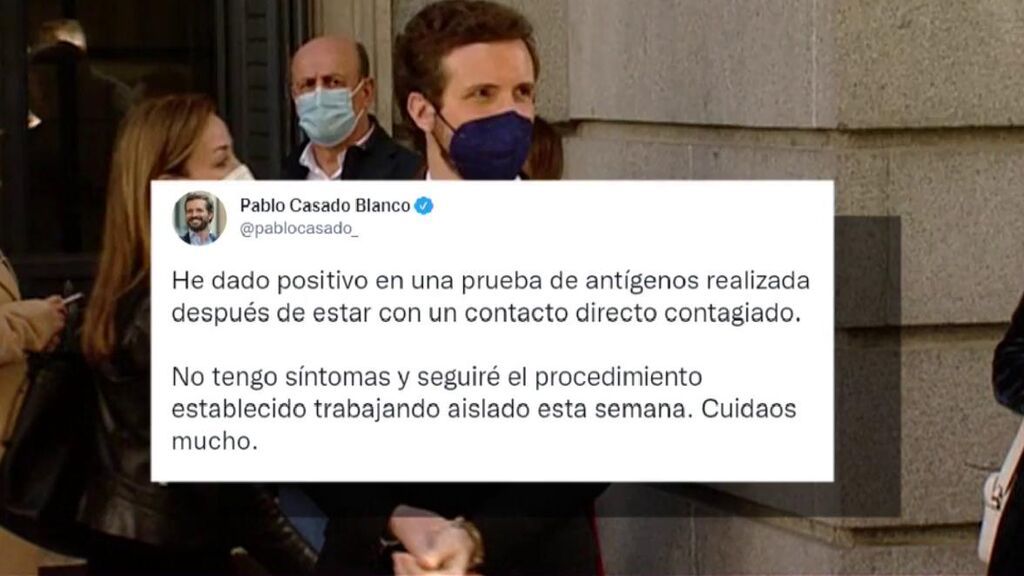 Pablo Casado, positivo en covid: "No tengo síntomas, trabajaré aislado esta semana"