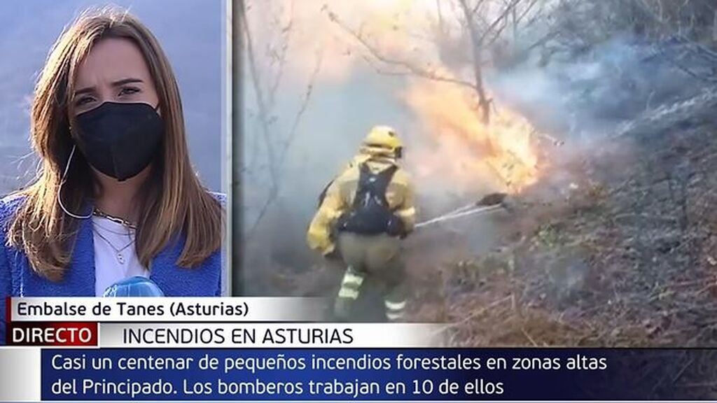 Se producen casi un centenar de incendios en las zonas altas del Principado de Asturias: los Bomberos trabajan en 10 de los fuegos