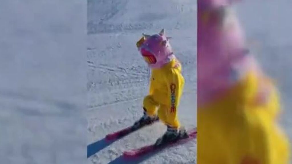 Una niña china de cuatro años aprende a esquiar de forma excepcional en tres semanas