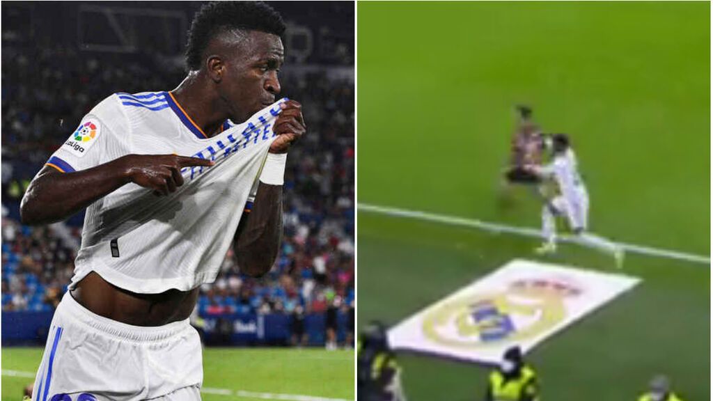 Vinicius y su gesto más madridista: "El escudo del Madrid se besa, no se pisa"