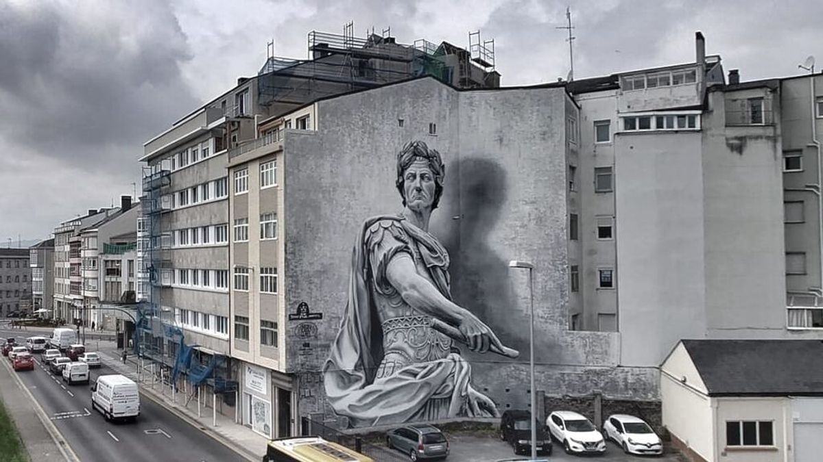 El 'Julio César' de Diego As en Lugo, candidato a mejor mural urbano del mundo