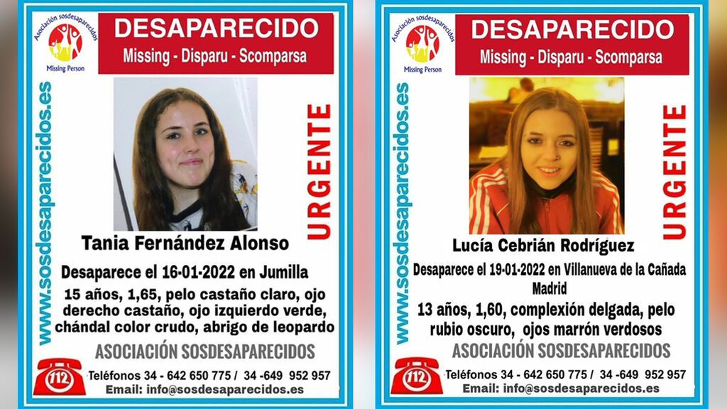 Piden colaboración ciudadana para encontrar a  dos niñas menores de edad, desaparecidas en Madrid y Murcia