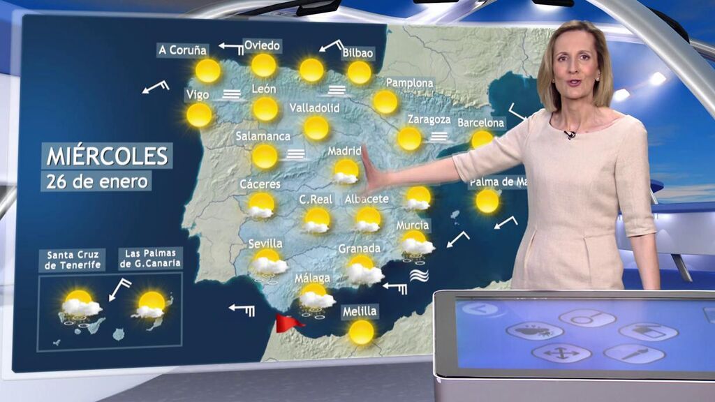 El viento coge fuerza y se intensifican las heladas: el tiempo en España para el miércoles, 26 de enero