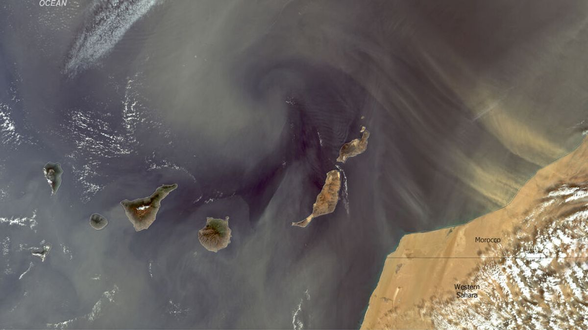 Avisos por calima y lluvias con tormenta: las islas Canarias desaparecen bajo las nubes y el polvo