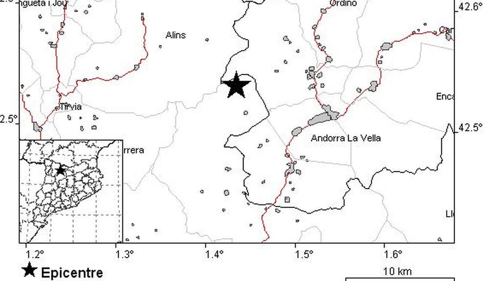 Un seísmo de magnitud 3,8 sacude el Pirineo catalán y Andorra