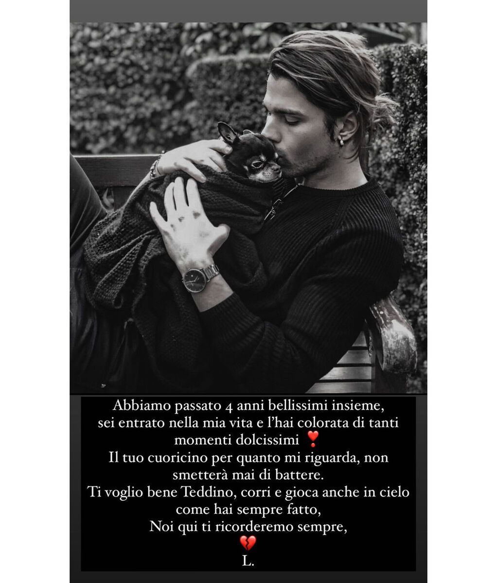 Luca Onestini rinde homenaje a su perro Teddy