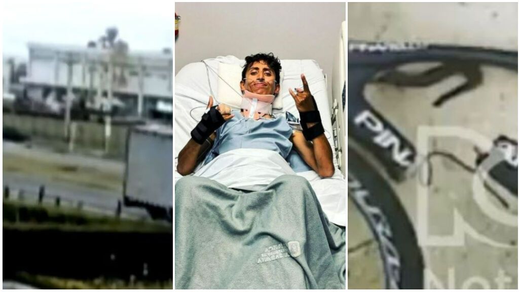 El casco roto, y la bicicleta, partida por la mitad: el vídeo del accidente de Egan Bernal contra un autobús