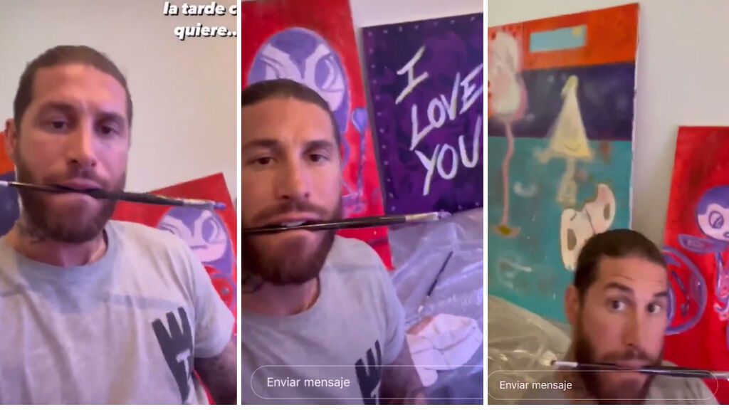 Sergio Ramos muestra su faceta como pintor: cuadros dedicados a su mujer e hijos