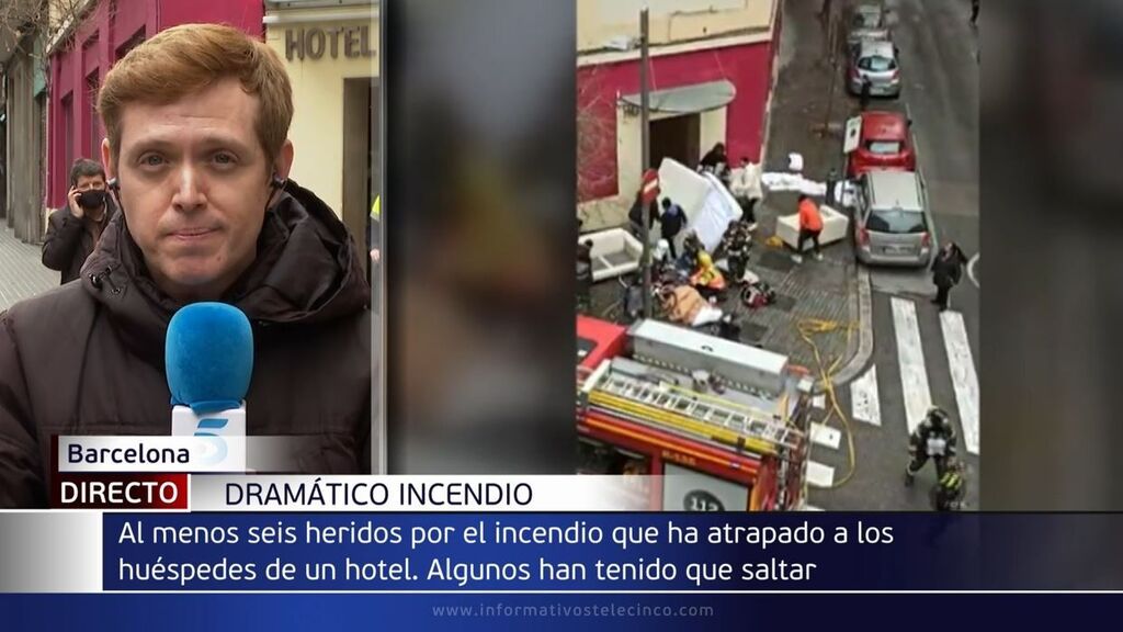 Incendio en el Hotel Coronado de Barcelona: dos personas saltan por la ventana