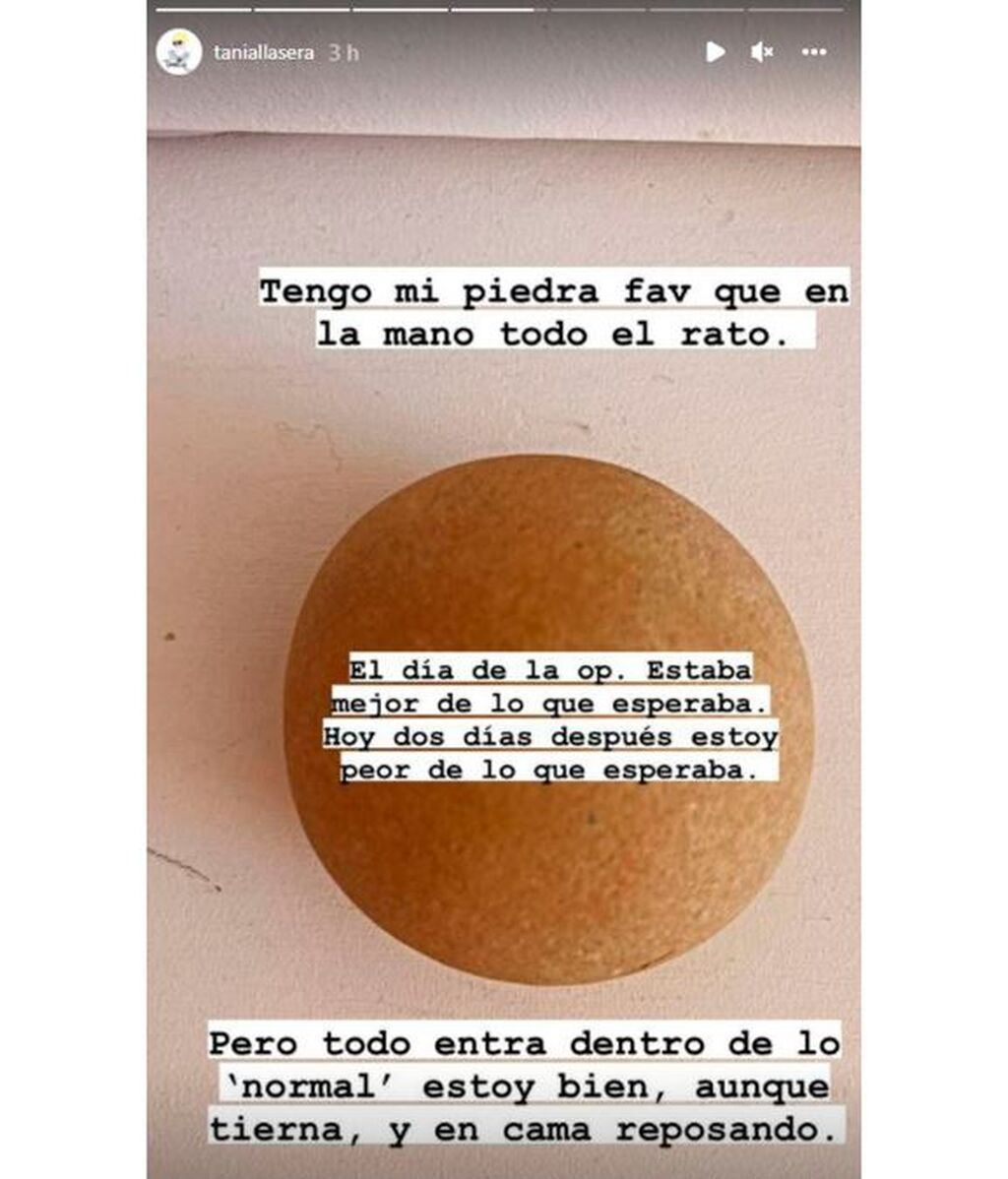 Tania Llasera explica cómo se encuentra dos días después de su operación