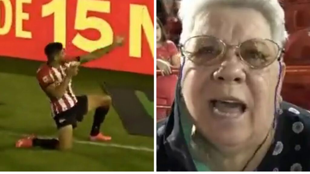 Un jugador argentino marca, hace la celebración de disparar y provoca la ira de una anciana