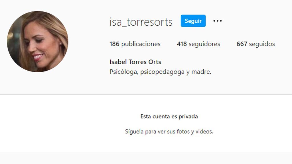 El perfil privado de Isabel Torres Orts en redes