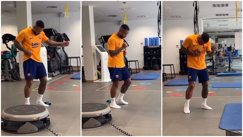 Memphis Depay baila en la sala de recuperación