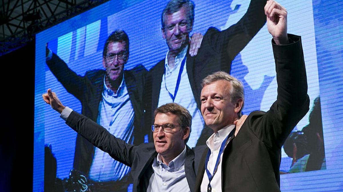 Alberto Núñez Feijóo con Alfonso Rueda en un acto de partido. Alberto Núñez Feijóo con Alfonso Rueda en un acto de partido.