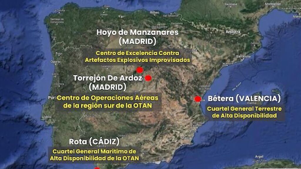 ¿Cuántas bases militares de la OTAN hay en España y dónde están?