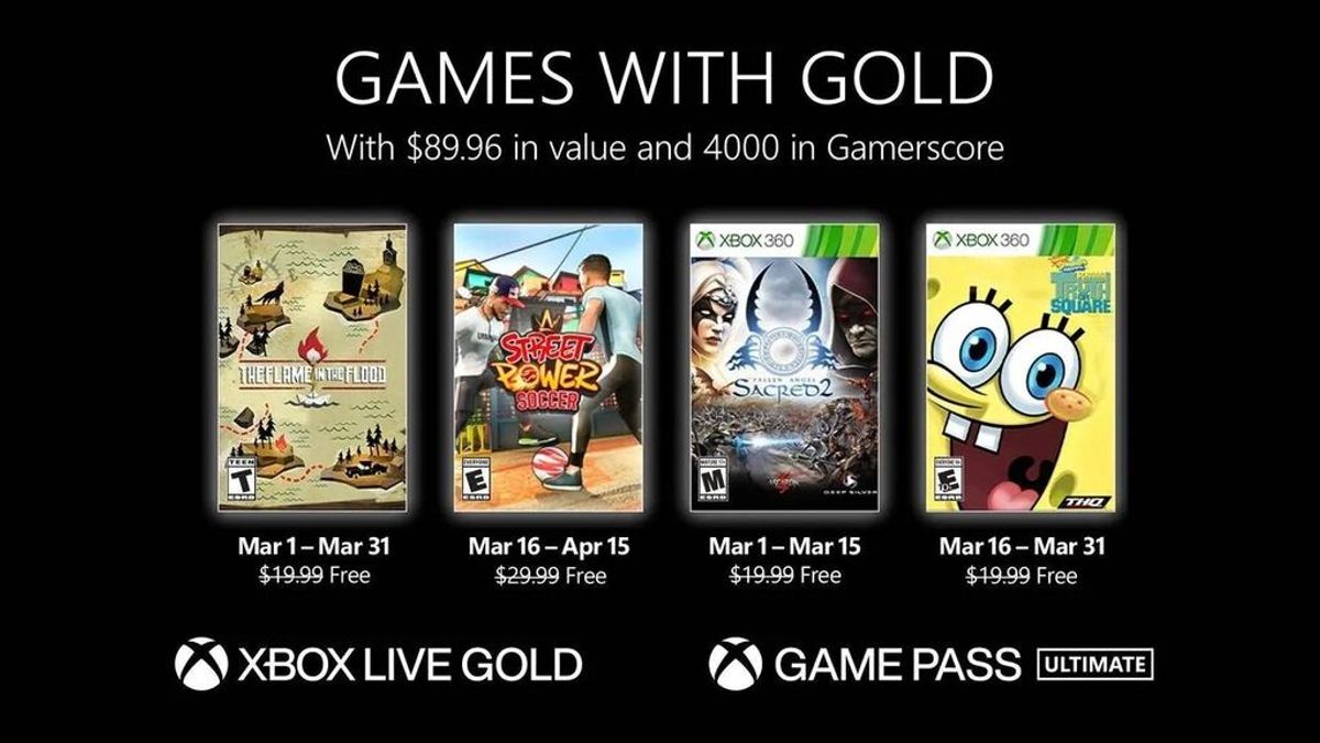 Anunciados los juegos de Xbox Live Gold del mes de marzo